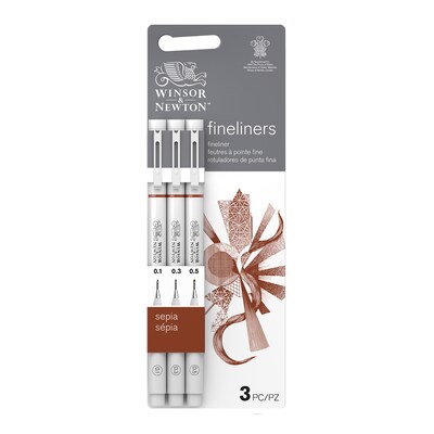 Winsor & Newton Graphic Marker, Fineliner Pens, Sepia Ink, 3/Set (WNX0290109)