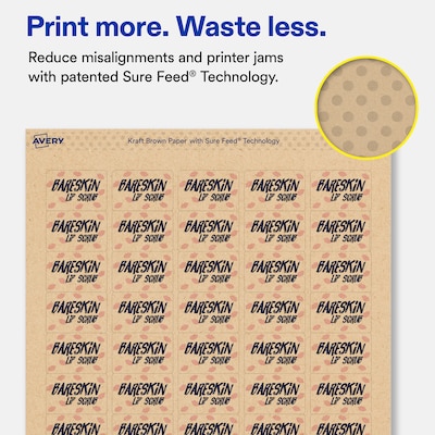 Avery Rectangle Laser/Inkjet Multipurpose Labels, Kraft Brown, 50 Labels/Sheet, 25 Sheets/Pack (19479311160)