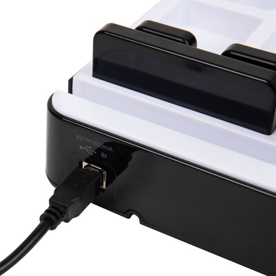 Mind Reader Foundation Collection 8-Compartment Plastic Charging Station, Black/White (USBORG-BLK)