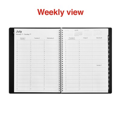 2024-2025 Staples 8" x 11" Academic Weekly & Monthly Appointment Book, Faux Leather Cover, Black (ST60363-23)