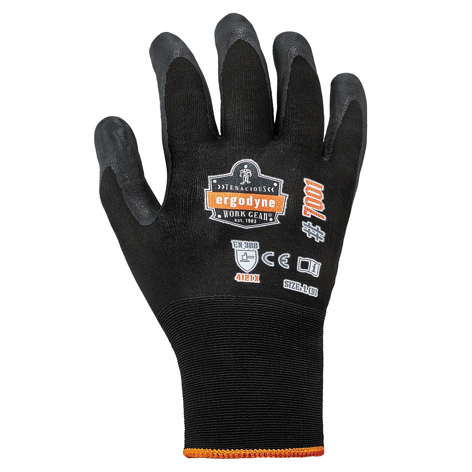 Ergodyne ProFlex 7001 Nitrile Coated Gloves, ANSI Level 3 Abrasion Resistance, Black, XL, 144 Pairs (17855)