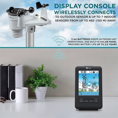Logia 7-in-1 Wireless Weather Station w/ 4-Day Forecast, Wi-Fi, Solar Cell & Display Console (LOWSC713SWB)