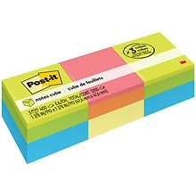 Post-it Notes, Assorted Collection, 1 7/8 x 1 7/8, 400 Sheet/Pad, 3 Pads/Pack (20513PK)