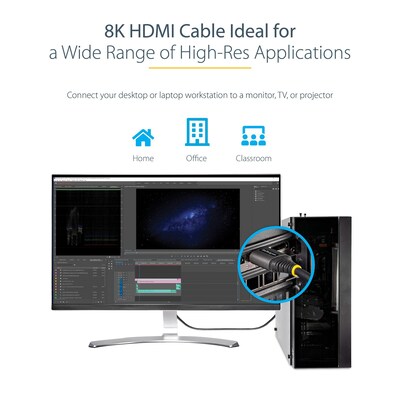 StarTech Ultra High Speed 6.6' 8KHDMI Cable, Male to Male, Black (HDMM21V2M)