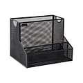 Mind Reader 4-Compartment Metal Vertical File Desk Organizer, Black (DEEPORG-BLK)