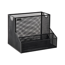 Mind Reader Network Collection 4-Compartment Metal Desk Storage, Black (DEEPORG-BLK)