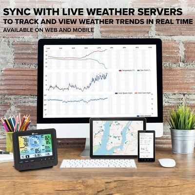 Logia 5-in-1 WiFi Weather Station w/Forecast Data, Alarm, and More, Indoor/Outdoor Weather Station (LOWSC510WB)