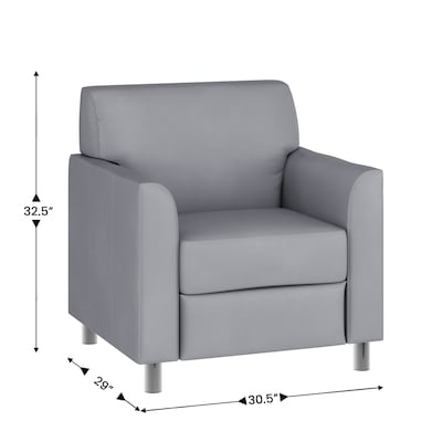 Flash Furniture Hercules Diplomat LeatherSoft Reception Chair, Gray/Chrome Legs (BT8271GYCHR)