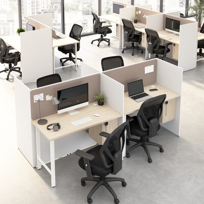 Bush Business Furniture Hustle 60W 2 Person Back to Back Cubicle Panel Workstation, White/Natural E