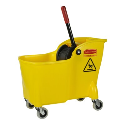 Rubbermaid Tandem Bucket & Side-Press Wringer, 31 qt. (7.75 Gal.), Yellow (FG738000YEL)