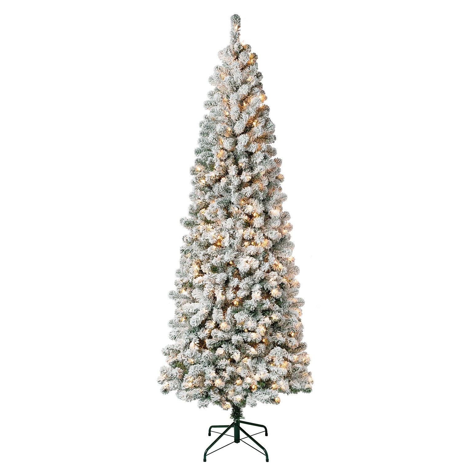 National Tree Company Acacia Artificial Christmas Tree, 7.5 ft., Medium Flocked, Clear Lights (AC100-302-75F)