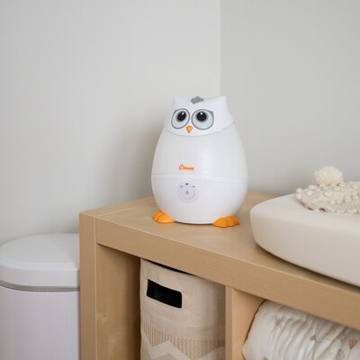 Crane Baby Mini-Adorable Snow Owl Ultrasonic Cool Mist Tower Humidifier 0.5-Gallon, 500 sq. ft., White (EE-8259W)