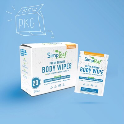 Simpleaf Fresh Shower Body Flushable Wipes, 12 x 12, 20 Single Wipes/Box, 3 Boxes/Carton (S-008-60
