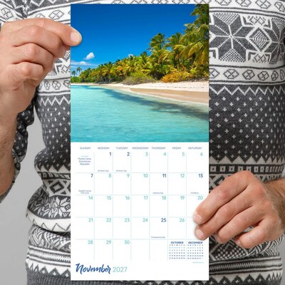 2027 TF Publishing Tropical Beaches 7" x 7" Monthly Wall Calendar, Multicolored (27-2012)