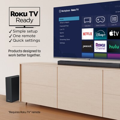 Westinghouse 5.1.2 Channel Soundbar with Subwoofer, Black (WS512AWS)