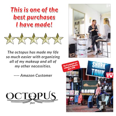 Dbest Octopus 360 4-Tier Plastic Rolling Kitchen Cart, White (01-915)