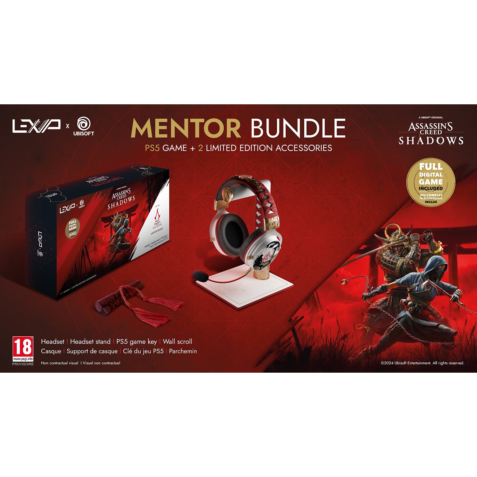 Lexips & Ubisoft Assassins Creed Shadow Mentor Bundle: PS5 Game, Headset and Headset Stand (UBXLXBOX006)