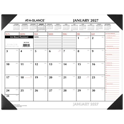 2027 AT-A-GLANCE 21.75 x 17 Monthly Desk Pad Calendar, White/Black (SK1170-00-27)