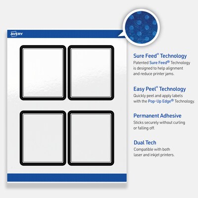 Avery Laser/Inkjet Rectangle Multipurpose Labels, 4" x 3-1/3", White, 40/Pack (S00-DM0)