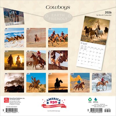 2026 BrownTrout Cowboys 12 x 12 Monthly Wall Calendar (9798330703050)