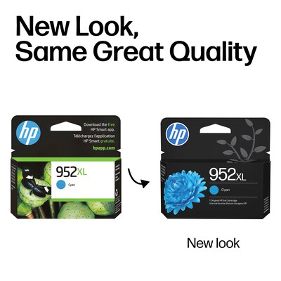 HP 952XL Cyan High Yield Ink Cartridge, Prints Up to 1,450 Pages (L0S61AN#140)