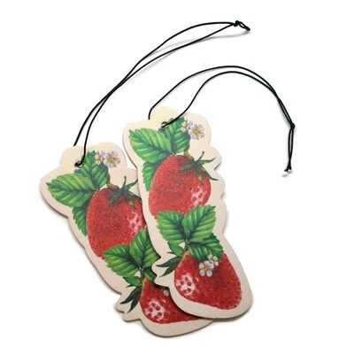 Auto Solutions Strawberry Scented Air Freshener, Red, 2 Fresheners/Pack, 12 Packs/Box, 12 Boxes/Carton (14884)