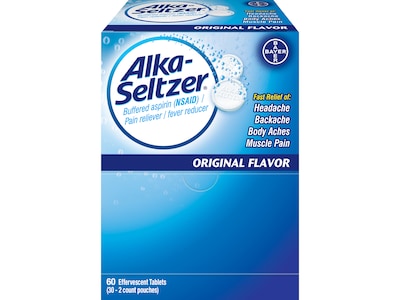 Alka-Seltzer Original Flavor 325mg Buffered Aspirin (NSAID) Tablet, 2/Pouch, 30 Pouches/Box (64038)