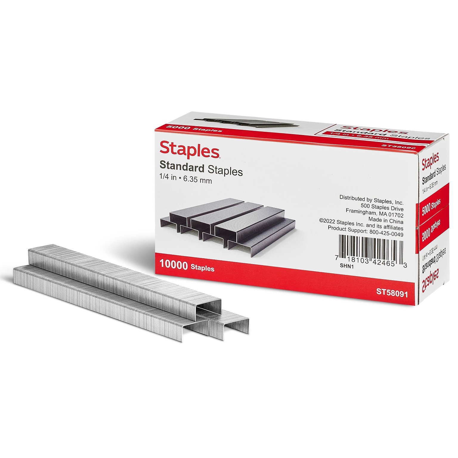 Staples Standard Staples, 1/4 Leg Length, 5000/Box, 2/Pack (TR58091)