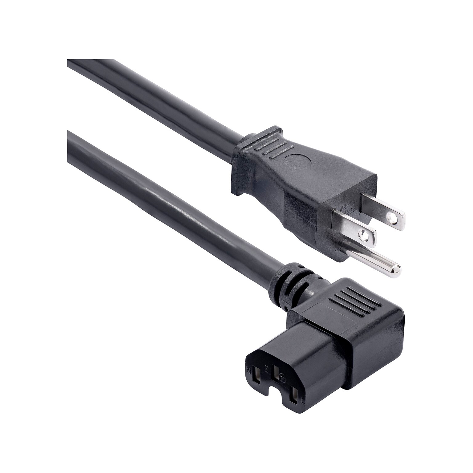StarTech 8 NEMA 5-15P to Right Angle C15 Power Cable, Male to Female, Black (PXT515C158RA)