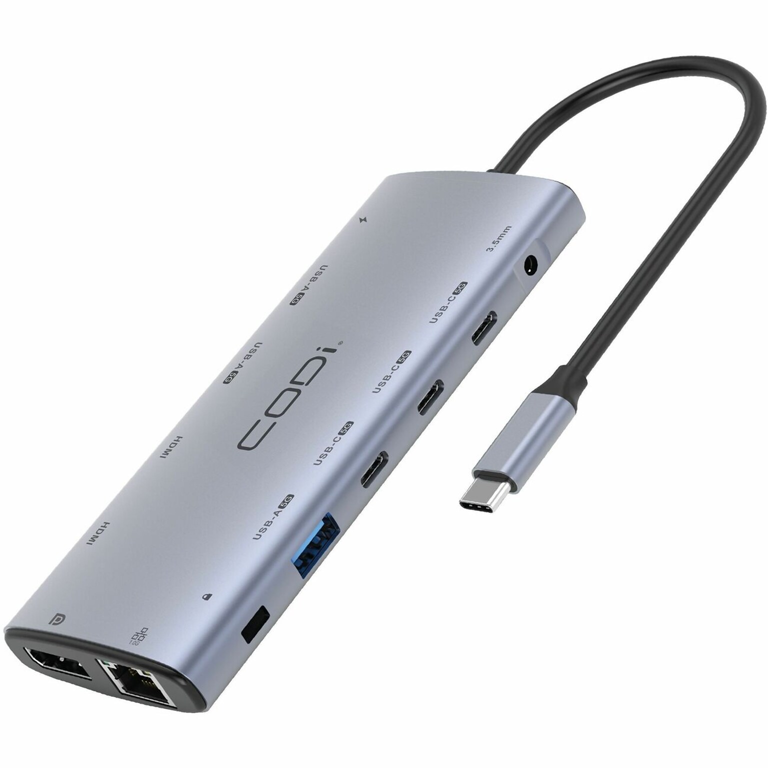 CODi 12-in-1 Multi-Port USB-C Docking Station, 85W Power Delivery, Silver (HB012-1)