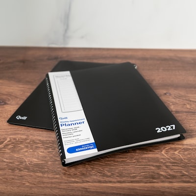 2027 Quill Brand® 8" x 11" 14-Month Monthly/Weekly Planner, Black (63002-27-QCC)