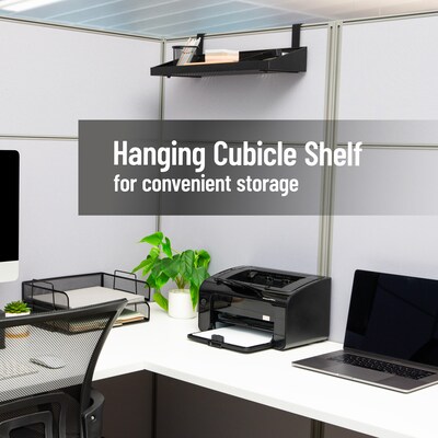 Mind Reader Hanging Metal Cubicle Shelf, 6 x 7 x 20.25, Black (HANGSHELF-BLK)
