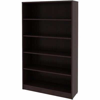 Lorell Essentials 60" 5-Shelf Bookcase with Adjustable-Shelves, Espresso Laminate (LLR18250)