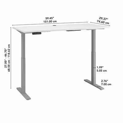 Bush Business Furniture Move 60 Series 27''-47'' Adjustable Standing Desk, White (M6S6030WHSK)