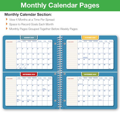 2026-2027 Global Printed Products 8.5" x 11" Academic Year Weekly & Monthly Student Planner, Paperboard Cover, Blue