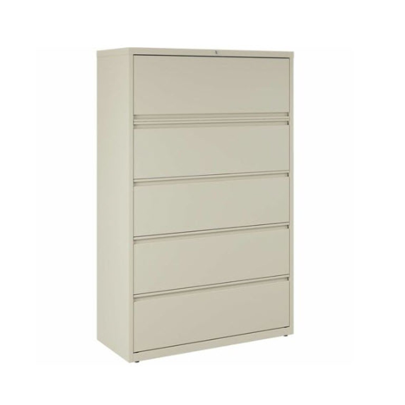 Lorell Fortress Series 5-Drawer Lateral File Cabinet, 42W x 18.6D x 67.7H, Legal/Letter, Putty (LLR60432)