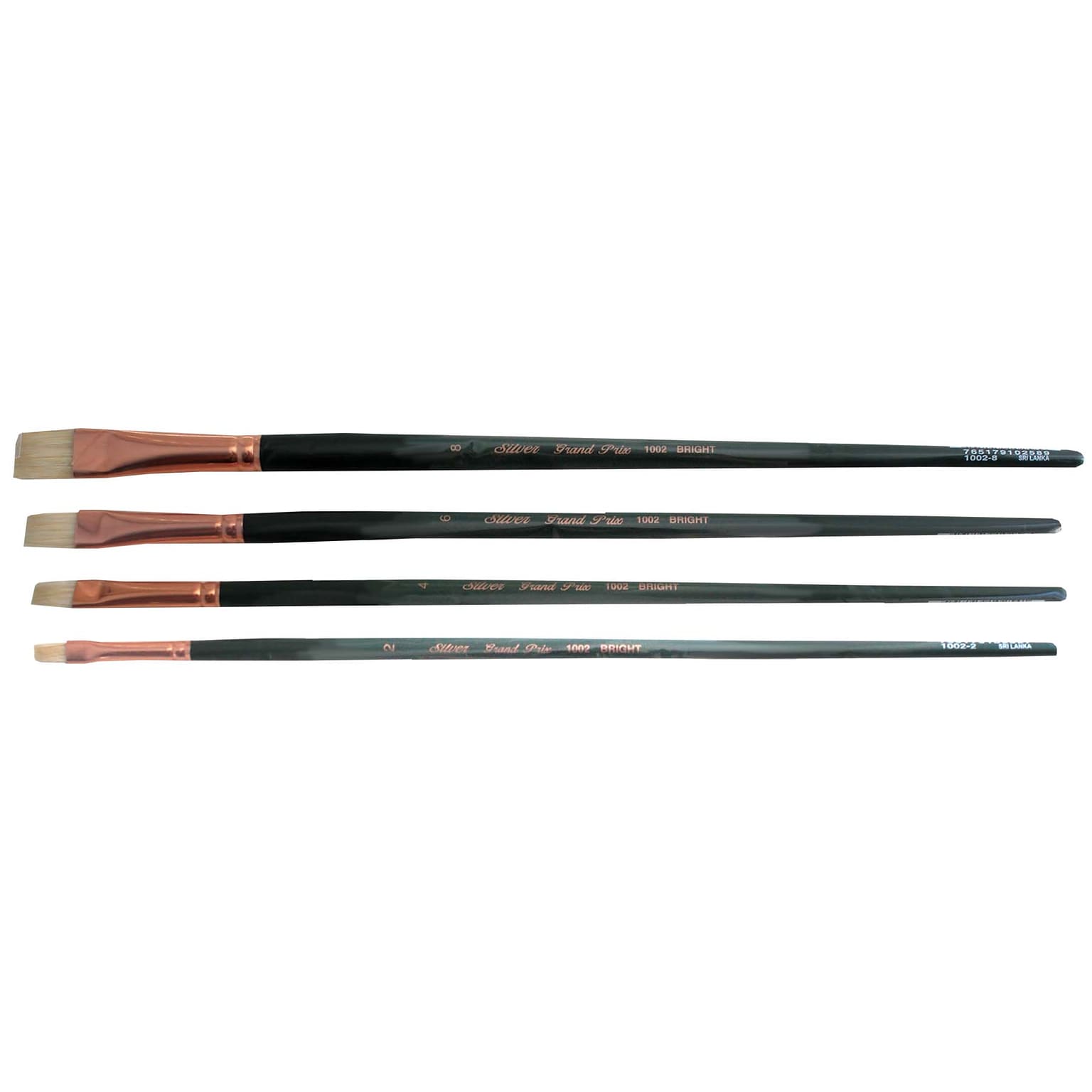 Silver Brush Natural Hog Bristle, Bright Brushes, 4/Pack (SLVGP1073)