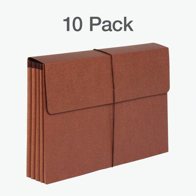 Pendaflex Moisture Resistant Reinforced Expanding Wallet with Flap & Cord Closure, Legal Size, Brown, 10/Box (1056EL-OX)