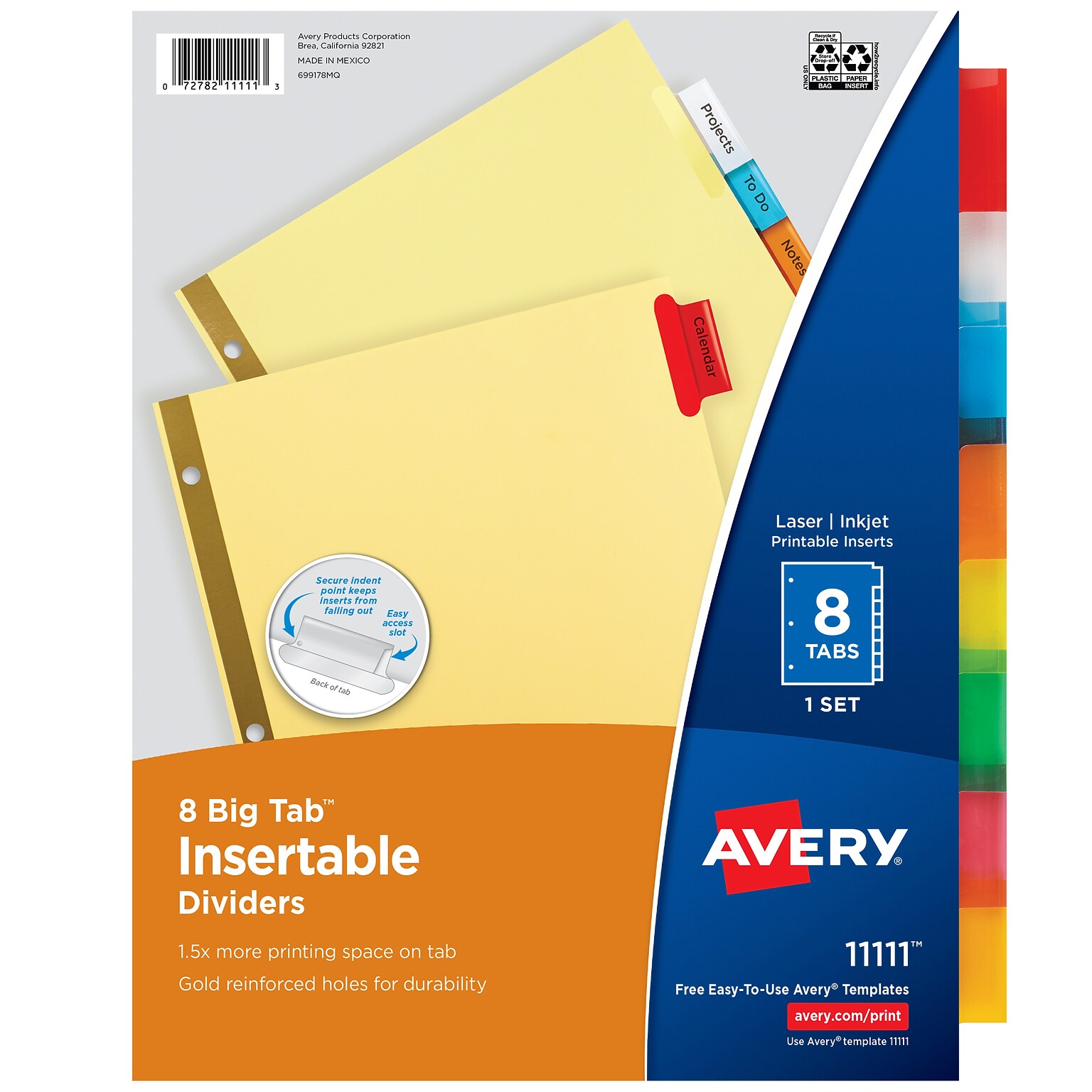 Avery Big Tab Insertable Paper Divider, 8 Tabs, Multicolored (11111)