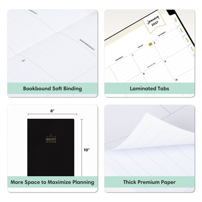 2027 Blue Sky Day Designer 8" x 10" Weekly & Monthly Planner, Black (161281)