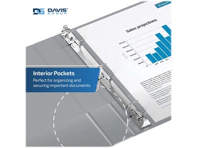 Davis Group Premium Economy 1" 3-Ring Non-View Binders, D-Ring, Gray, 6/Pack (2301-07-06)