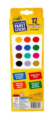 Crayola Washable Kids Paint Stick, Assorted Colors, 12/Pack (546211)
