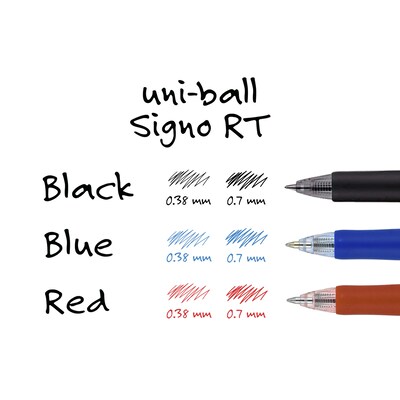 uniball Signo RT Gel Pens, Medium Point, 0.7mm, Black Ink, Dozen (65940)