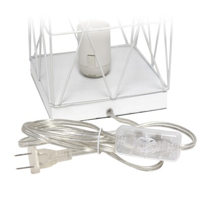 Simple Designs White Geometric Square Metal Table Lamp (LT1073-WHT)