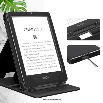 SaharaCase Indy Series Folio Case & ZeroDamage Protector for Kindle Paperwhite (2024) and Colorsoft, Black (TB00435-ZD-T69)