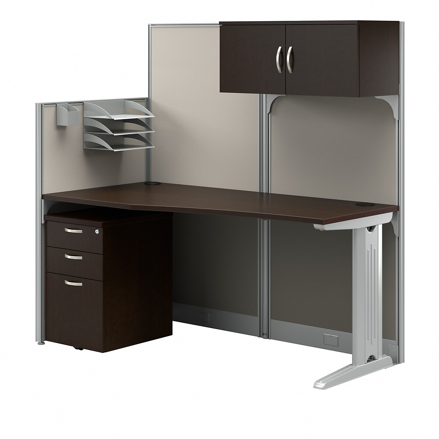 Bush Business Furniture Office in an Hour 63H x 65W Cubicle Workstation, Mocha Cherry (WC36892-03STGK)