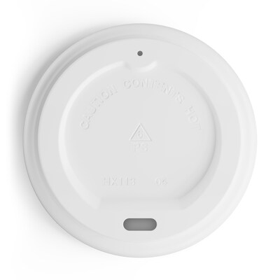 Perk Plastic Hot Cup Lids, 50 Count Disposable Coffee Cup Lids for 8 Oz Paper Hot Cups, White