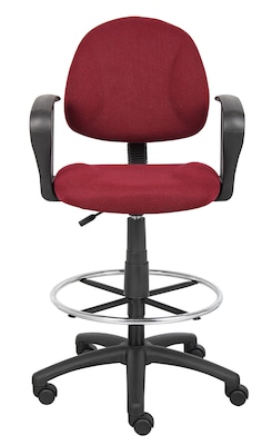 Boss Deluxe Posture Fabric Drafting Stool with Swivel Base, Burgundy (B1617-BY)