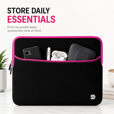 Vangoddy 15" Laptop Sleeve, Black/Pink (NBKLEA225)