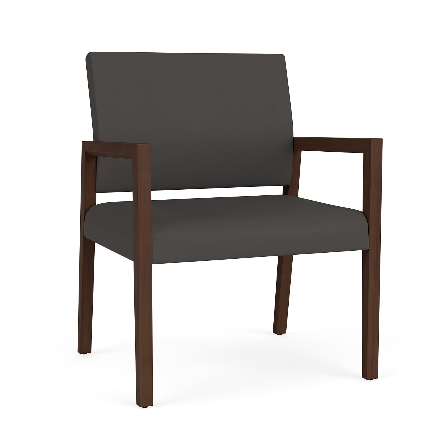 Lesro Brooklyn Vinyl Guest Chair, Patriot Plus Charcoal/Walnut (BK1201.WWL-01PPCH)